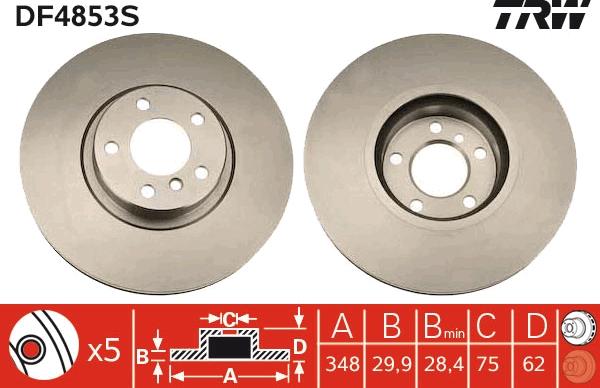 TRW DF4853S - Disco de freno parts5.com