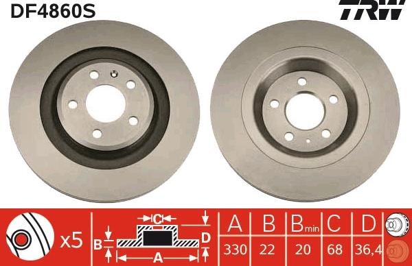 TRW DF4860S - Tarcza hamulcowa parts5.com