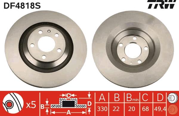 TRW DF4818S - Brake Disc parts5.com