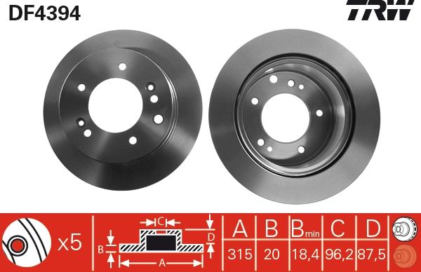 TRW DF4394 - Disco de freno parts5.com