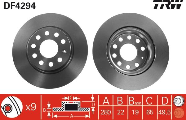 TRW DF4294 - Brzdový kotúč parts5.com