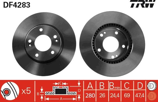 TRW DF4283 - Brake Disc parts5.com