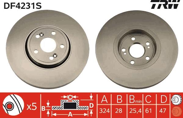 TRW DF4231S - Féktárcsa parts5.com