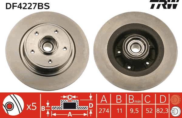 TRW DF4227BS - Спирачен диск parts5.com