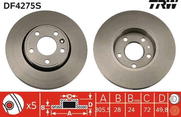 TRW DF4275S - Kočni disk parts5.com