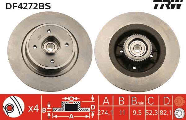 TRW DF4272BS - Brake Disc parts5.com