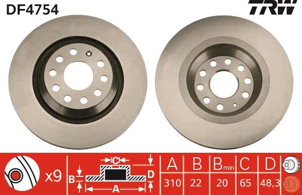 TRW DF4754 - Brzdový kotúč parts5.com