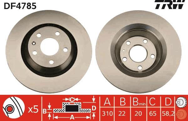 TRW DF4785 - Disco de freno parts5.com