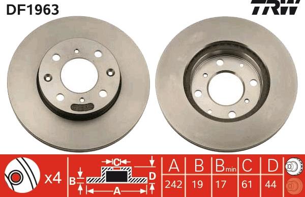 TRW DF1963 - Tarcza hamulcowa parts5.com