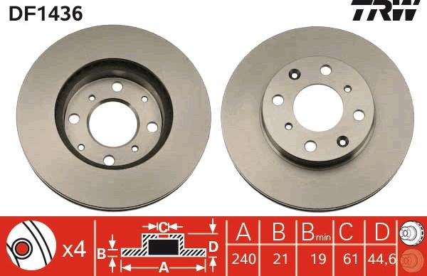 TRW DF1436 - Tarcza hamulcowa parts5.com