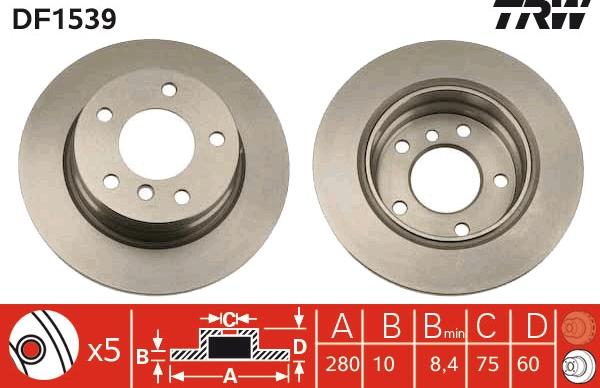 TRW DF1539 - Brake Disc parts5.com