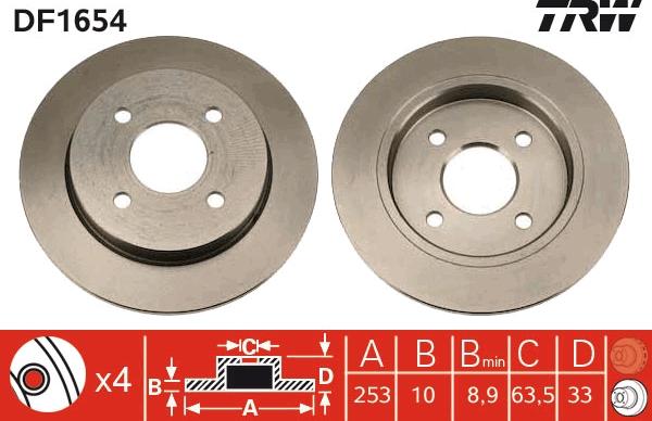 TRW DF1654 - Brake Disc parts5.com