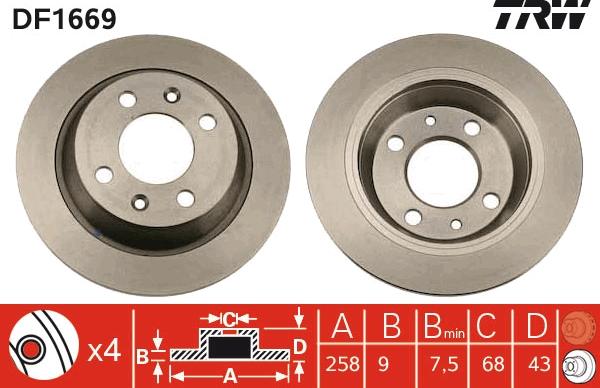 TRW DF1669 - Féktárcsa parts5.com