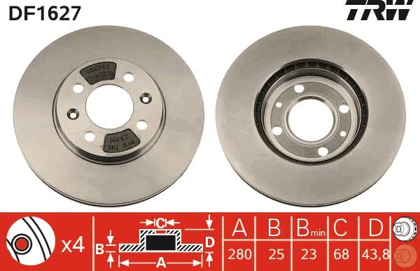 TRW DF1627 - Féktárcsa parts5.com