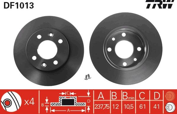 TRW DF1013 - Disco de freno parts5.com