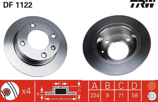 TRW DF1122 - Brake Disc parts5.com