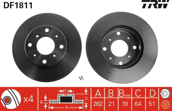 TRW DF1811 - Disco de freno parts5.com