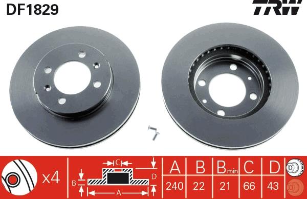 TRW DF1829 - Disco de freno parts5.com