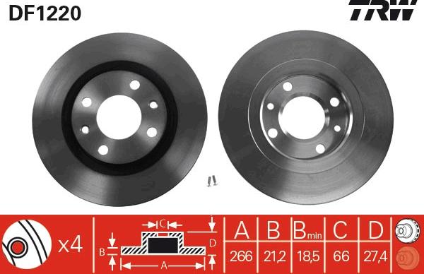 TRW DF1220 - Zavorni kolut parts5.com