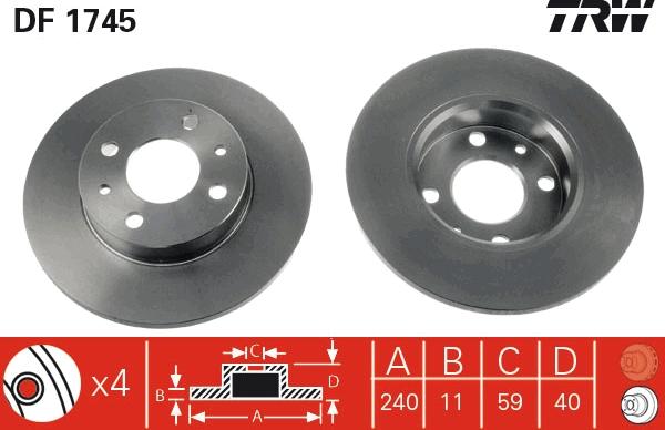 TRW DF1745 - Disco de freno parts5.com