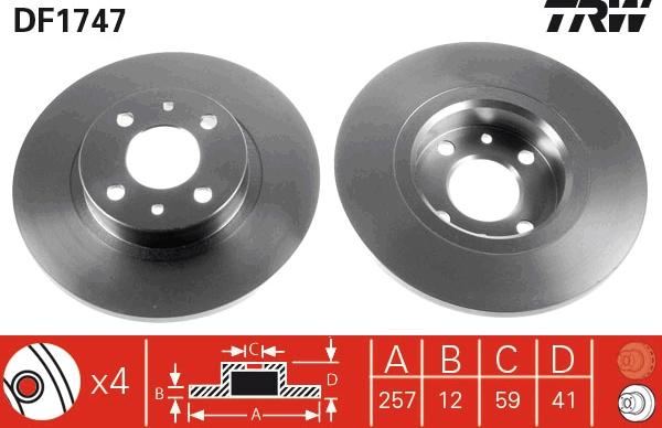 TRW DF1747 - Disc frana parts5.com