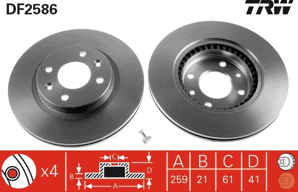 TRW DF2586 - Brake Disc parts5.com