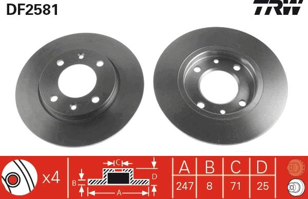 TRW DF2581 - Disque de frein parts5.com