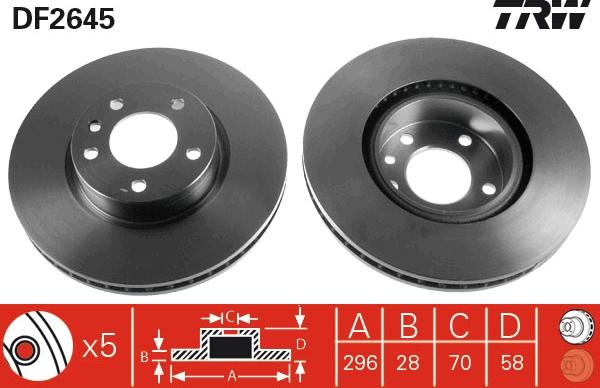 TRW DF2645 - Kočni disk parts5.com