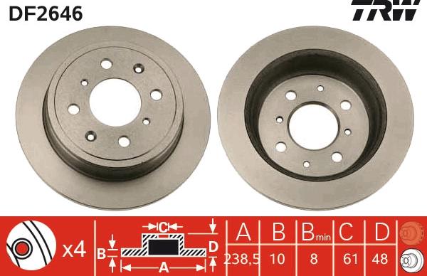 TRW DF2646 - Disco de freno parts5.com