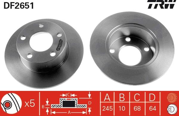 TRW DF2651 - Tarcza hamulcowa parts5.com