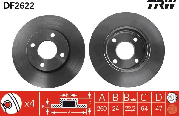 TRW DF2622 - Kočioni disk parts5.com