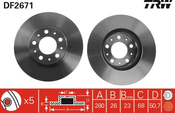 TRW DF2671 - Disc frana parts5.com