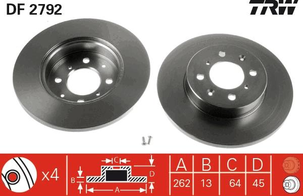 TRW DF2792 - Tarcza hamulcowa parts5.com