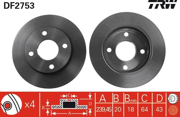 TRW DF2753 - Brake Disc parts5.com