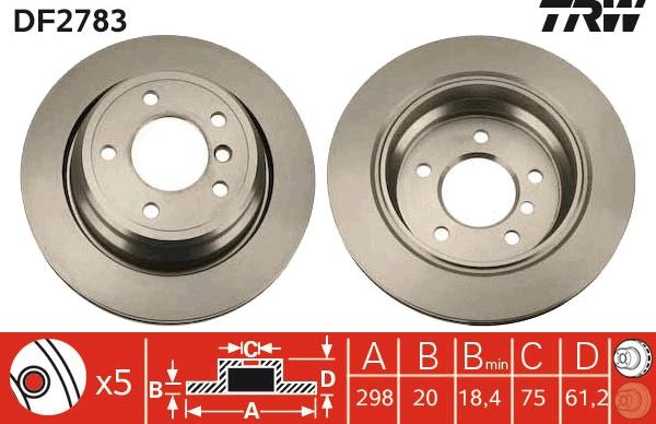 TRW DF2783 - Brake Disc parts5.com