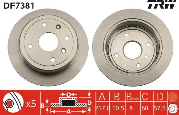 TRW DF7381 - Brake Disc parts5.com