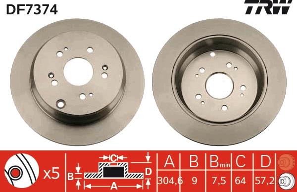 TRW DF7374 - Fren diski parts5.com