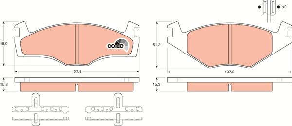 TRW GDB459 - Bremsbelagsatz, Scheibenbremse parts5.com