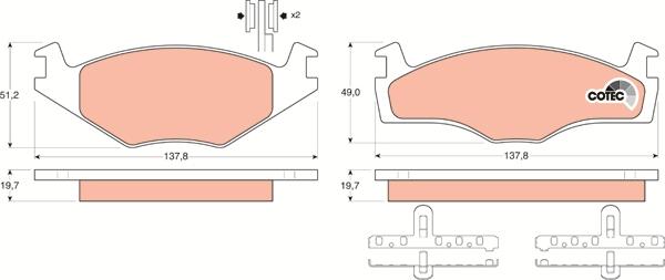 TRW GDB454 - Sada brzdových destiček, kotoučová brzda parts5.com