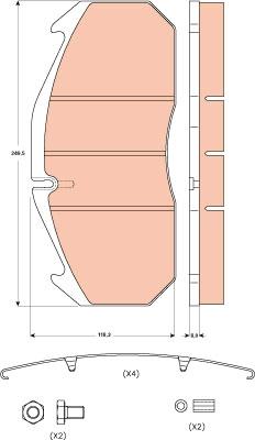 TRW GDB5065 - Komplet zavornih oblog, ploscne (kolutne) zavore parts5.com