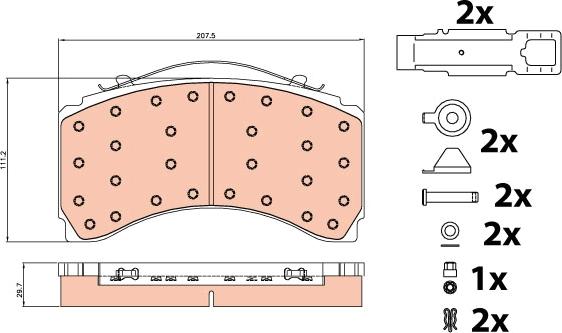 TRW GDB5116 - Zestaw klocków hamulcowych, hamulce tarczowe parts5.com