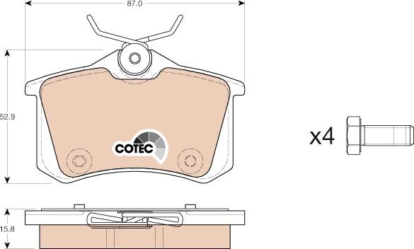 TRW GDB1973 - Sada brzdových platničiek kotúčovej brzdy parts5.com