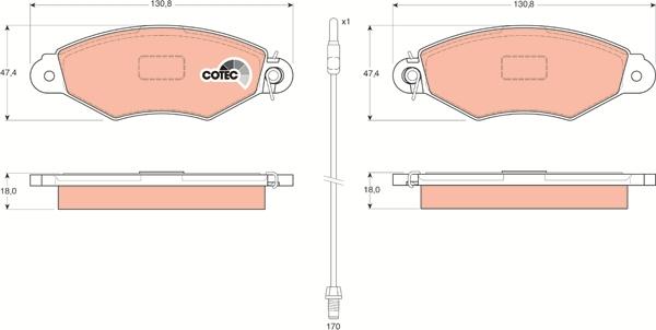 TRW GDB1402 - Σετ τακάκια, δισκόφρενα parts5.com