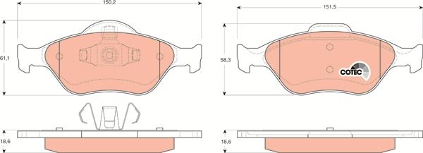 TRW GDB1419 - Brake Pad Set, disc brake parts5.com