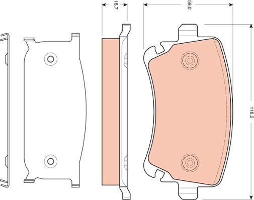 TRW GDB1661 - Set placute frana,frana disc parts5.com