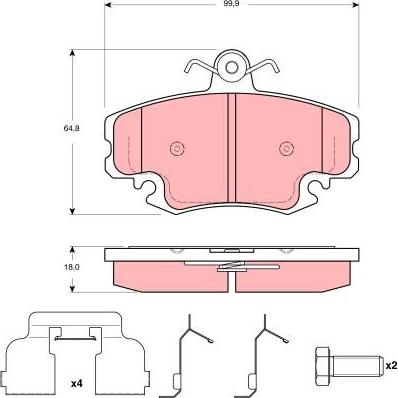 TRW GDB1635 - Komplet zavornih oblog, ploscne (kolutne) zavore parts5.com