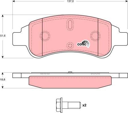 TRW GDB1623 - Komplet kočnih obloga, disk kočnica parts5.com