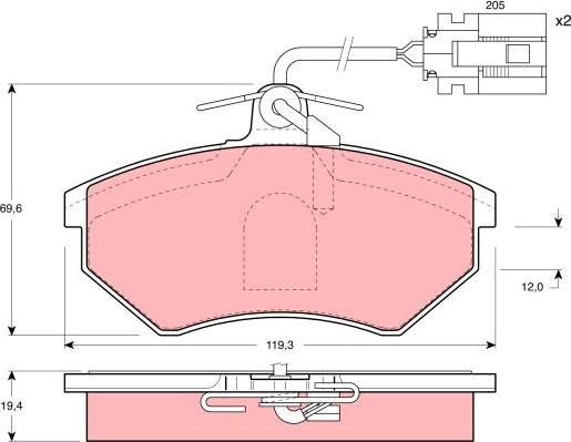 TRW GDB1057 - Sada brzdových destiček, kotoučová brzda parts5.com