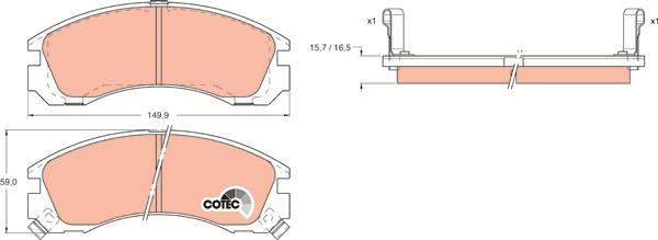 TRW GDB1126 - Piduriklotsi komplekt,ketaspidur parts5.com