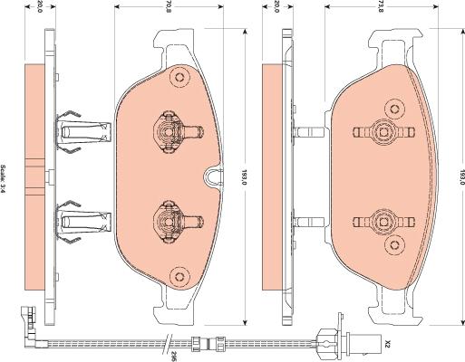 TRW GDB1883 - Комплект спирачно феродо, дискови спирачки parts5.com